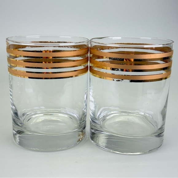 Vintage Mid Century Culver 22kt 
Gold Banded Glasses - Picture 8 of 12